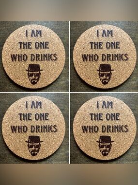 Funny Breaking Bad Laser Engraved Cork Coasters Lot of 4